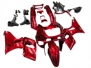 Online 1998-2003 Kawasaki ZZR600 Motorcycle Fairings - Red with Black Flame Canada