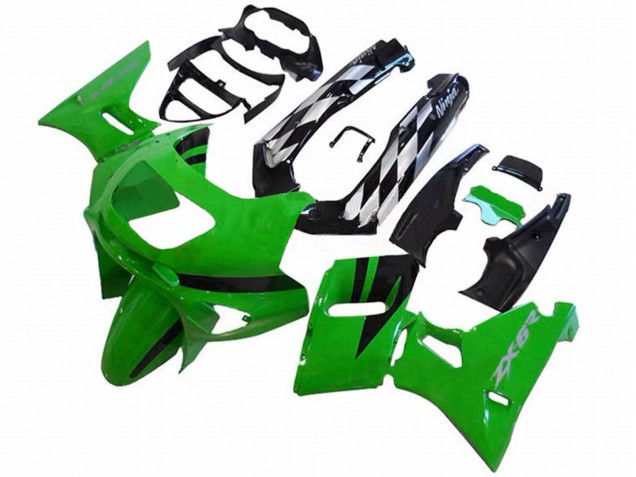 1993-2007 Kawasaki ZZR400 Motorcycle Fairings - Green Glossy Black Canada