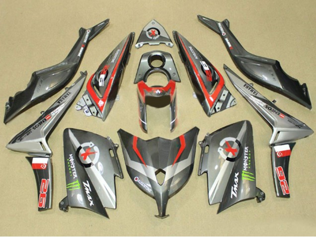 2012-2014 Yamaha TMAX530 Motorcycle Fairings - Grey Red Monster ENEOS Canada