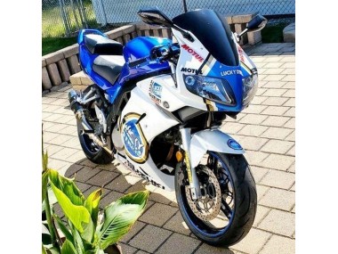 Online 2003-2013 Suzuki SV650 Motorcycle Fairings - White Blue Lucky Strike Motul Canada