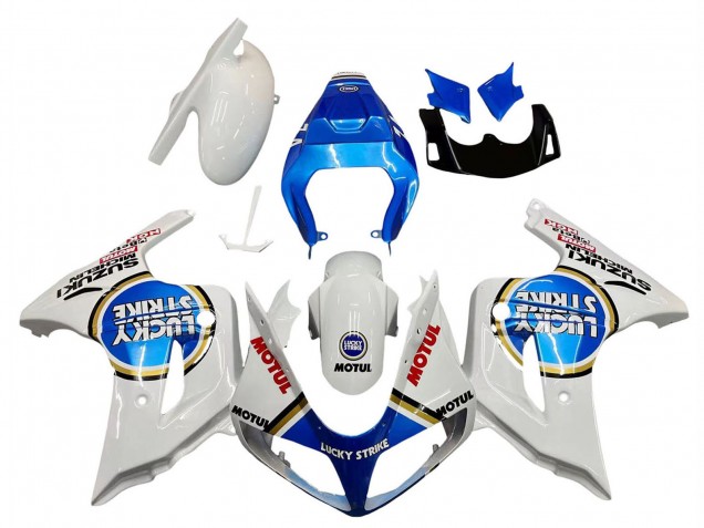 2003-2013 Suzuki SV650 Motorcycle Fairings - White Blue Lucky Strike Motul Canada