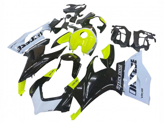 2020-2024 Ducati Panigale V2 Motorcycle Fairings - White Lime Green Glossy Black Stein Dinse VR 46 Canada