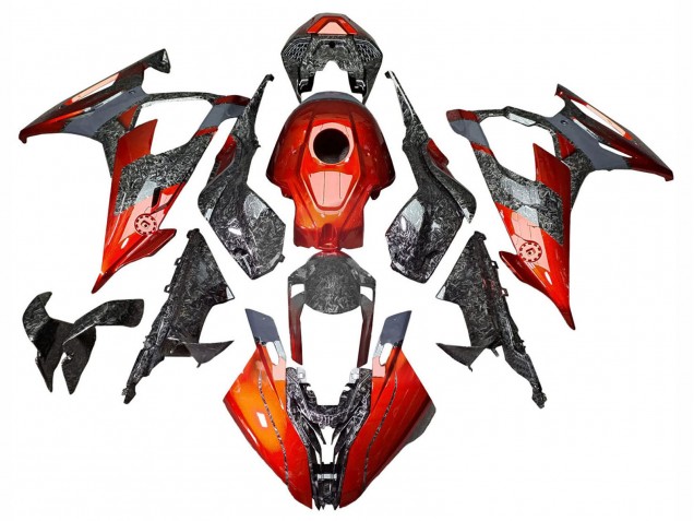 2019-2022 BMW S1000RR Motorcycle Fairings - Dark Orange Forged Carbon Fiber Canada