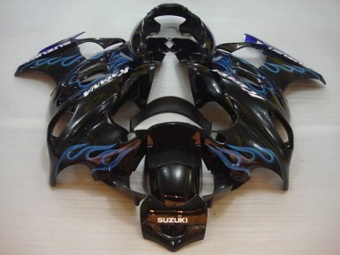 Online 2004-2006 Suzuki GSX600F/GSX750F Motorcycle Fairings - Glossy Black Blue Flame Canada