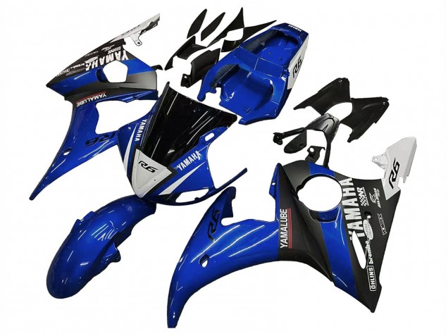 2006-2009 Yamaha YZF R6S Motorcycle Fairings - Blue White Glossy Black Yamalube Canada