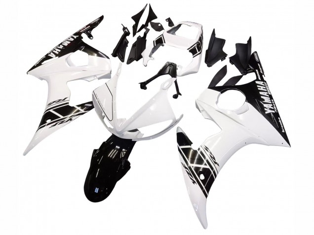 2003-2004 Yamaha YZF R6 Motorcycle Fairing - White Glossy Black Canada