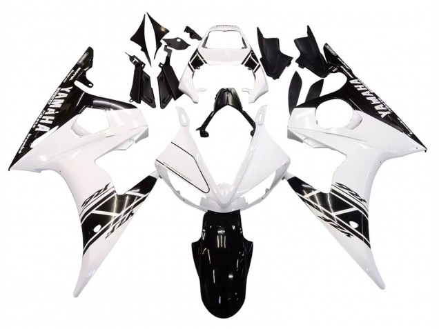 2003-2004 Yamaha YZF R6 Motorcycle Fairing - White Glossy Black Canada
