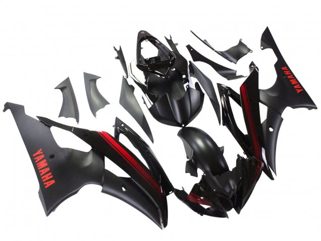 2008-2016 Yamaha YZF 600 R6 Motorcycle Fairings - Glossy Black Matte Black Red Stripe Canada
