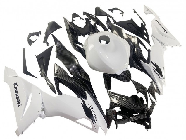 2019-2022 Kawasaki ZX6R Motorcycle Fairings - White Black Carbon Fiber Canada