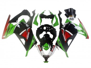 Online 2013-2024 Kawasaki EX300 Motorcycle Fairings - Green White Red Black Elf Canada