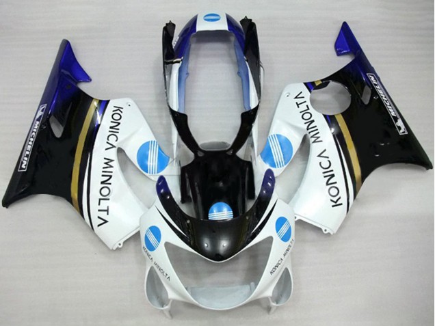 1999-2000 Honda CBR600 F4 Motorcycle Fairings - White Blue Glossy Black Konica Minolta Canada