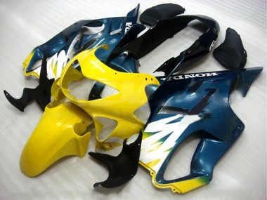 Online 1999-2000 Honda CBR600 F4 Motorcycle Fairings - Yellow Dark Blue Glossy Black Canada