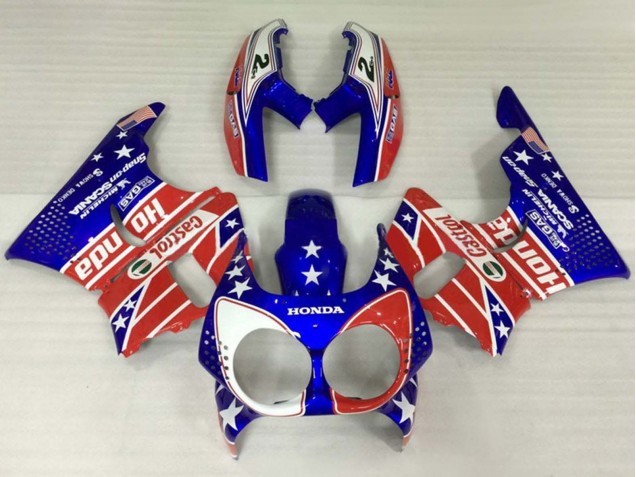 1992-1993 Honda CBR900RR 893 Motorcycle Fairings - White Red Blue Star Castrol Canada