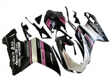 Online 2007-2014 Ducati 848 Motorcycle Fairings - White Pink Glossy Black Connie Canada