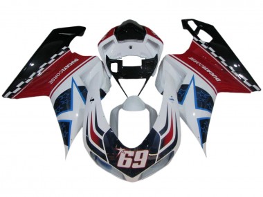 Online 2007-2014 Ducati 848/1098/1198 Motorcycle Fairings - White Red Blue Glossy Black Corse 69 Canada