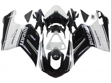 Online 2007-2014 Ducati 848/1098/1198 Motorcycle Fairings - White Glossy Black Corse Canada