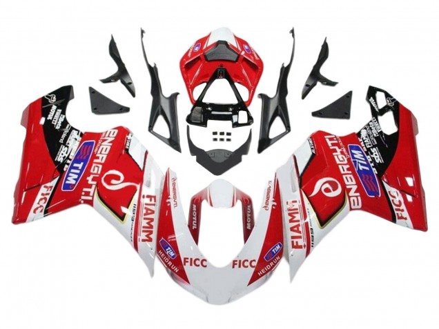 2011-2014 Ducati 1199 Motorcycle Fairings - White Red Glossy Black Ficc Fiamm Canada