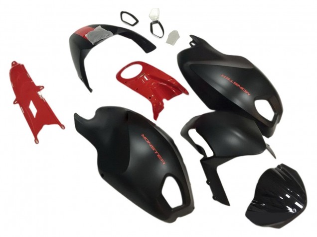 2008-2012 Ducati Monster 696 796 1100 1100S Motorcycle Fairings - Red Matte Black Monster Canada