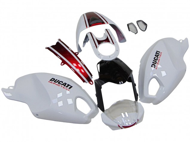 2008-2012 Ducati Monster 696 796 1100 1100S Motorcycle Fairings - White Red Glossy Black Canada