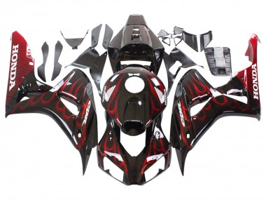 Online 2006-2007 Honda CBR1000RR Motorcycle Fairing - Glossy Black Red Flame Canada