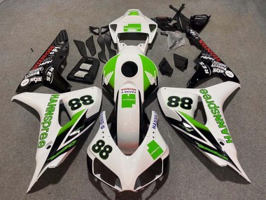 Online 2006-2007 Honda CBR1000RR Motorcycle Fairings - White Green Glossy Black Hannspree 88 Canada