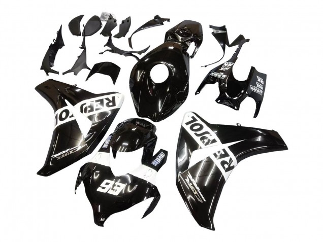 2008-2011 Honda CBR1000RR Motorcycle Fairings - Glossy Black White Repsol 93 Canada