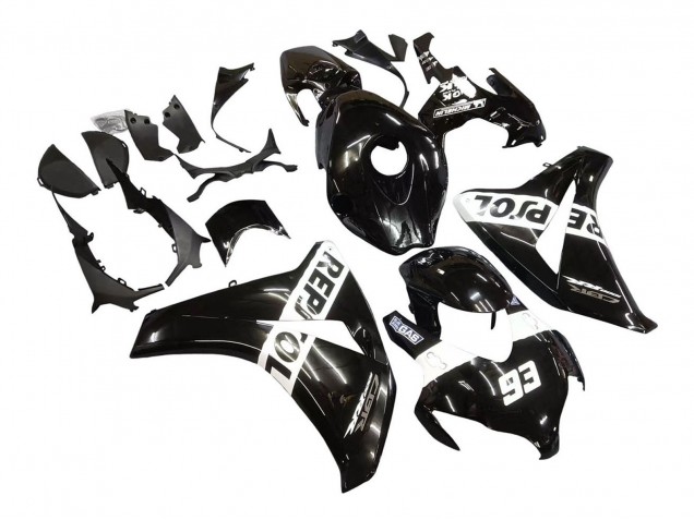 2008-2011 Honda CBR1000RR Motorcycle Fairings - Glossy Black White Repsol 93 Canada