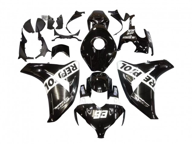 2008-2011 Honda CBR1000RR Motorcycle Fairings - Glossy Black White Repsol 93 Canada