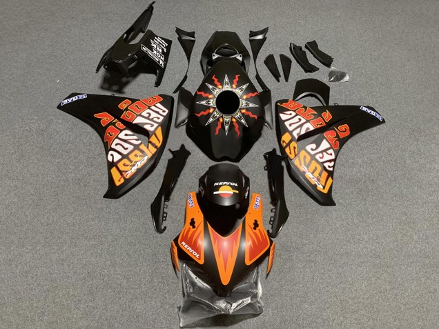 2008-2011 Honda CBR1000RR Motorcycle Fairings - Matte Black Orange Repsol Rossi Canada