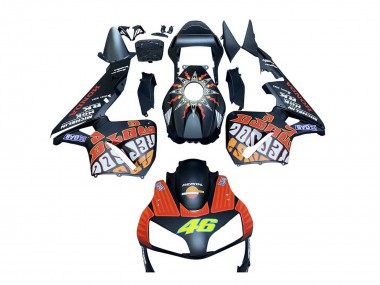 Online 2003-2004 Honda CBR600RR Motorcycle Fairings - Matte Black Orange Repsol Rossi 46 Canada