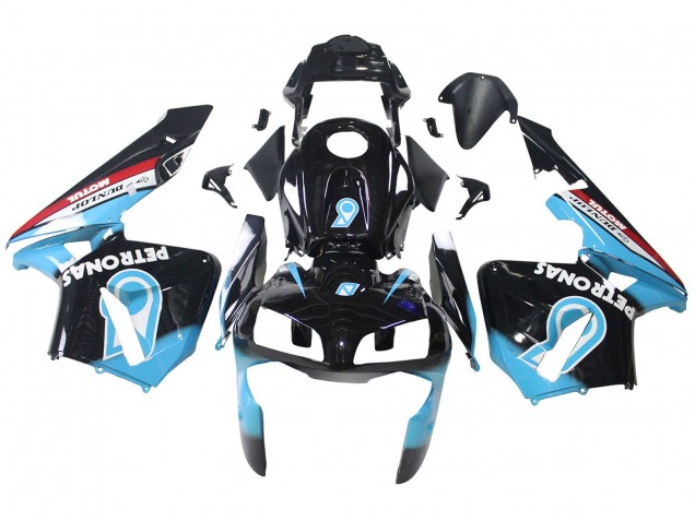 2003-2004 Honda CBR600RR Motorcycle Fairings - Light Blue Red Glossy Black Dunlop Canada