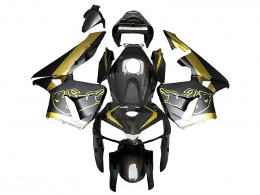 Online 2005-2006 Honda CBR600RR Motorcycle Fairings - Black Gold Carbon Fiber Canada