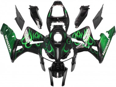 Online 2005-2006 Honda CBR600RR Motorcycle Fairings - Glossy Black Green Flame Canada
