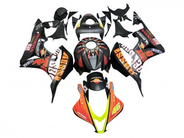 Online 2007-2008 Honda CBR600RR Motorcycle Fairings - Matte Black Orange Red Rossi Repsol 46 Canada