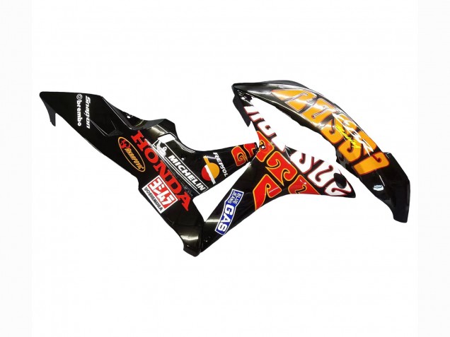 2007-2008 Honda CBR600RR Motorcycle Fairings - Yellow Orange Glossy Black Rossi Repsol Canada
