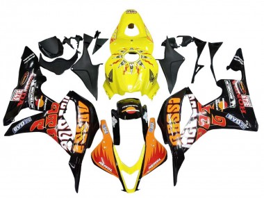 Online 2007-2008 Honda CBR600RR Motorcycle Fairings - Yellow Orange Glossy Black Rossi Repsol Canada