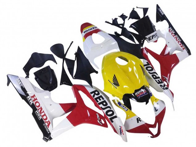 2007-2008 Honda CBR600RR Motorcycle Fairings - White Yellow Red Repsol HRC Canada