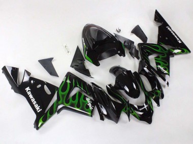 Online 2004-2005 Kawasaki ZX10R Motorcycle Fairings - Black with Green Flame Ninja Canada
