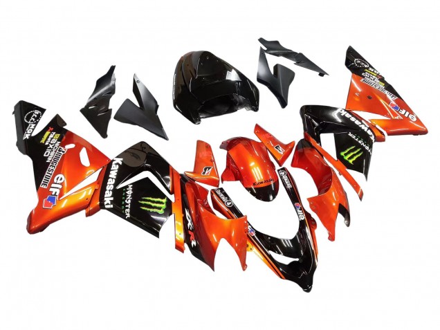 2004-2005 Kawasaki ZX10R Motorcycle Fairings - Burnt Orange Black Monster Elf Canada