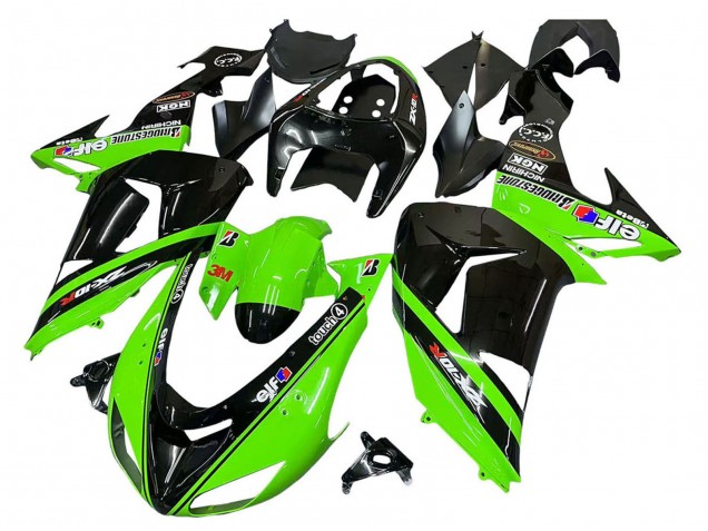 2006-2007 Kawasaki ZX10R Motorcycle Fairings - Green Black Elf Touch4 3M Canada
