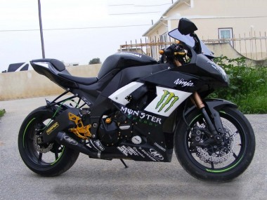 Online 2008-2010 Kawasaki ZX10R Motorcycle Fairings - Glossy Black White Green Monster Elf Canada