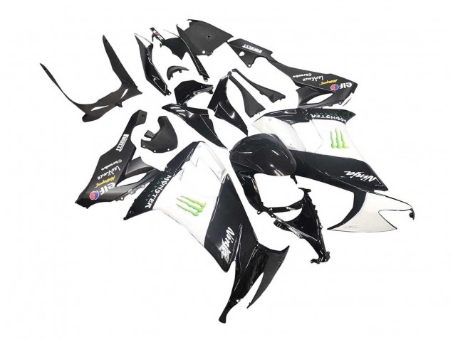 2008-2010 Kawasaki ZX10R Motorcycle Fairings - Glossy Black White Green Monster Elf Canada
