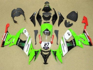 Online 2008-2010 Kawasaki ZX10R Motorcycle Fairings - Green White Red Black Elf Green Monster Energy 27 Canada