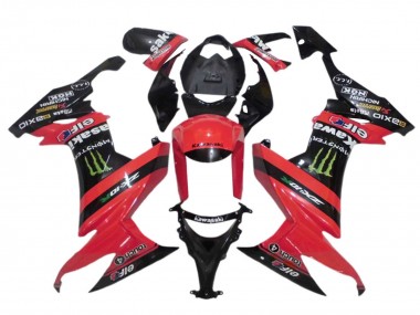 Online 2008-2010 Kawasaki ZX10R Motorcycle Fairings - Red Black Green Monster Elf 27 Canada