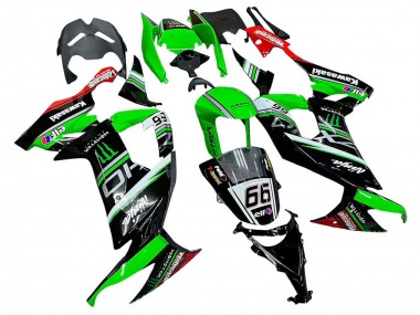 Online 2008-2010 Kawasaki ZX10R Motorcycle Fairings - Green White Red Black Monster Elf 66 Canada