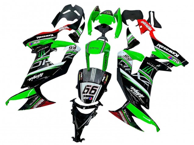 2008-2010 Kawasaki ZX10R Motorcycle Fairings - Green White Red Black Monster Elf 66 Canada