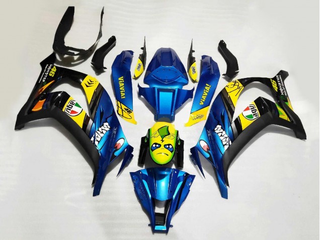 2008-2010 Kawasaki ZX10R Motorcycle Fairings - Blue Yellow Black Shark Canada