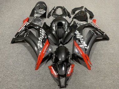 Online 2008-2010 Kawasaki ZX10R Motorcycle Fairings - Black Carbon Fiber Red Canada