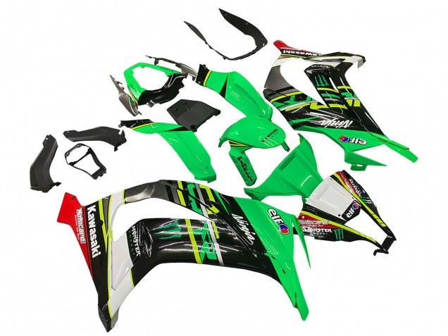 2011-2015 Kawasaki ZX10R Motorcycle Fairings - Green Yellow Black White Elf Monster Canada