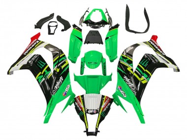Online 2011-2015 Kawasaki ZX10R Motorcycle Fairings - Green Yellow Black White Elf Monster Canada
